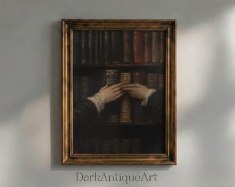 Dark Academia Library Art Print: Vintage Book Exchange (Digital Download)