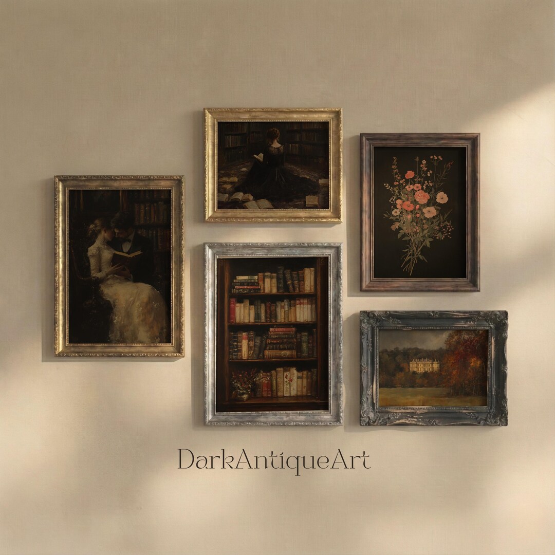 Dark Academia Gallery Wall Art Set: Manor Library Prints (digital ...