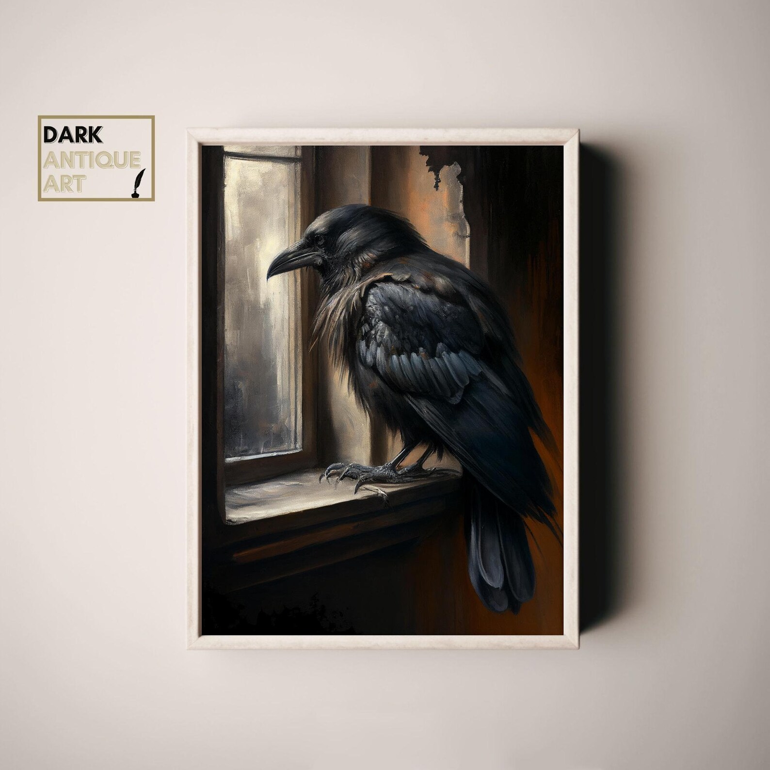 Vintage Raven Oil Painting Dark Academia Raven Art Crow - Etsy