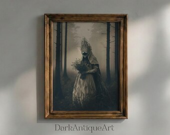 Gothic Forest Witch Art Print: Dark Academia Home Decor (Digital Download)