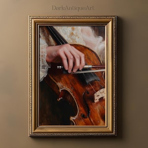 Gothic Victorian Violin Art Dark Academia Violin Print Classical Music Print Gothic Art Vintage Victorian Printable Instrument Wall Decor