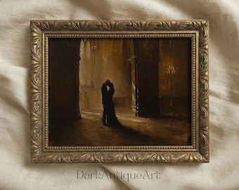 Gothic Cathedral Couple Print | Dark Academia Wedding Art (Digital Download)