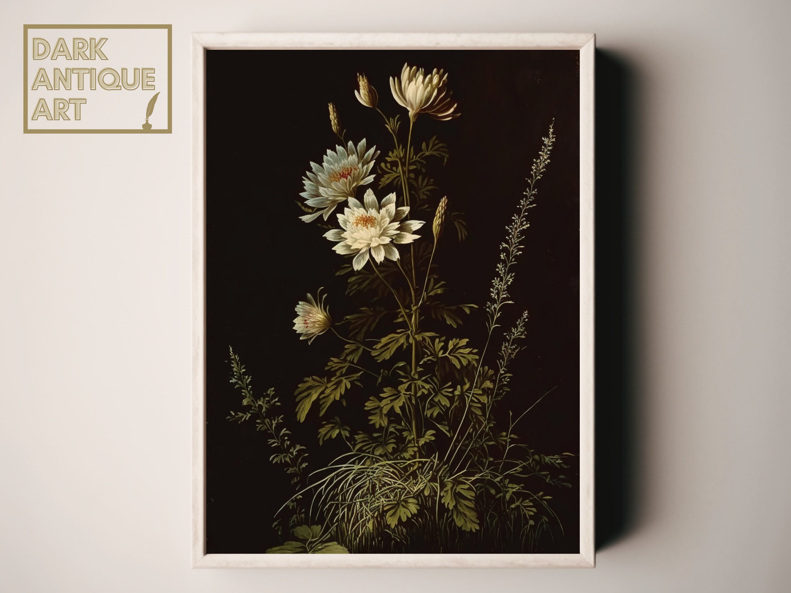 Dark Botanical Gallery Wall Art Moody Floral Print Set 3 - Etsy