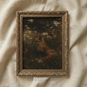 Fox in Meadow Art Print | Dark Academia Cottagecore (Digital Download)