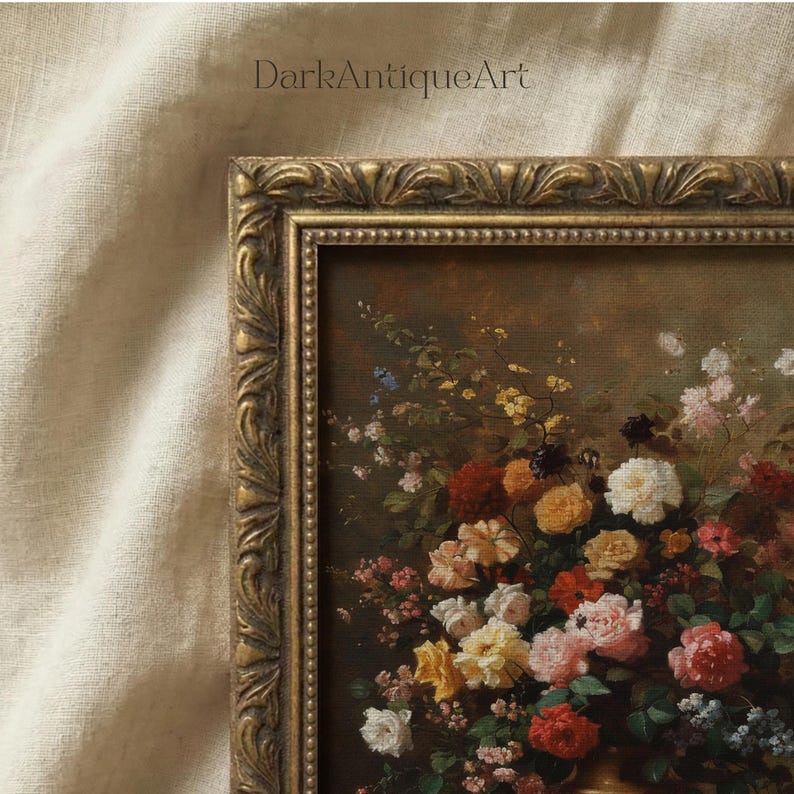 Victorian Floral Print: Dark Academia Antique Flower Art (Digital Download) image 3