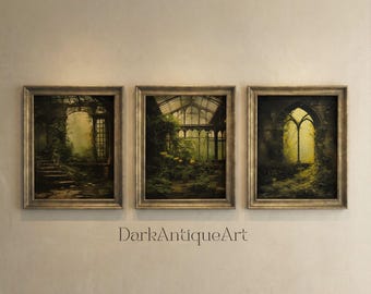Greenhouse Botanical Art Prints: Overgrown Academia Set (Digital Download)