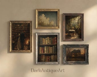 Dark Academia Library Art Prints: Antique Book Lover Decor (Digital Download)