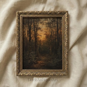 Dark Academia Forest Path Art: Moody Vintage Landscape (Digital Printable)