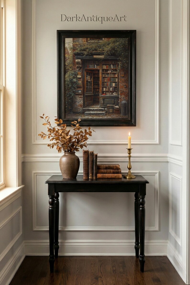 Dark Academia Library Painting: Moody Vintage Wall Art (Digital Download) image 13