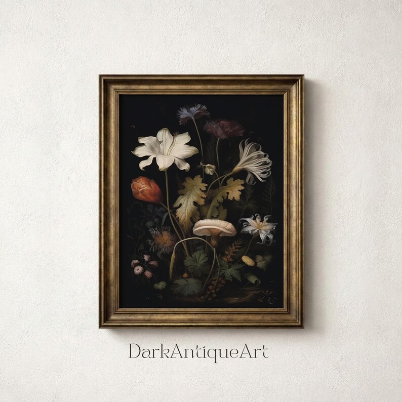 Dark Botanical Print Set: Moody Cottagecore Gallery Wall Art (digital ...