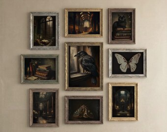 Colección de pared de Dark Academia: impresiones de pinturas al óleo antiguas vintage (descarga digital)