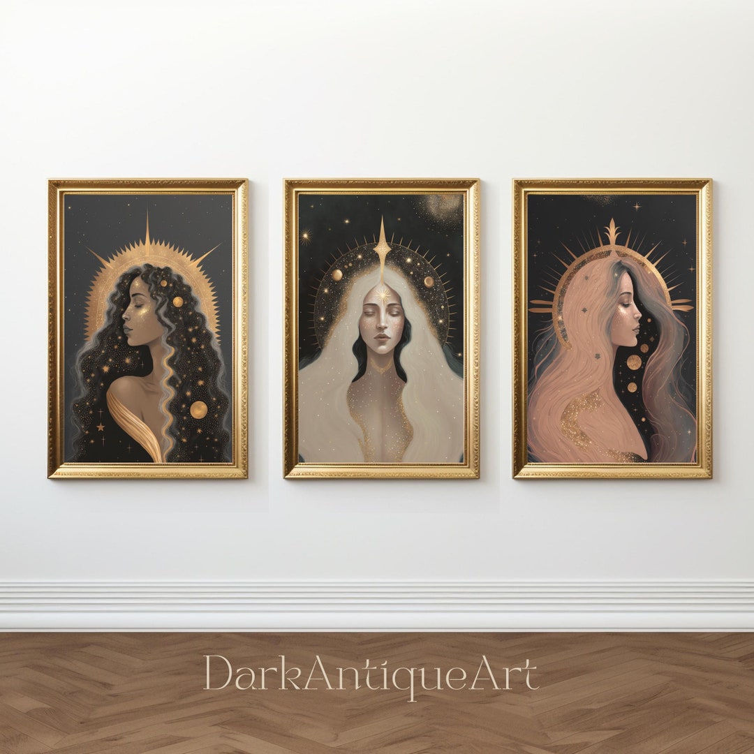 Celestial Goddesses Digital Print Witch Decor Celestial Print Dark ...
