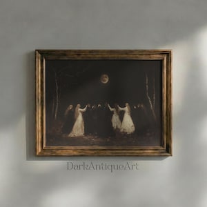 Kunstprint 'Moonlit Dance': Donkere academische gotische woondecoratie (digitale download)