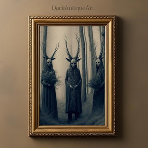 Bruxa da Floresta | Arte de Parede Estética Gótica | Decoração de Casa Gótica Vintage | Estética de Academia Negra | Bruxaria Gótica Oculta | Arte de Parede de Terror