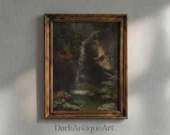 Enchanted Forest Waterfall | Countryside Printable, Serene Nature Art, Cottagecore Home Decor, Rustic Digital Download