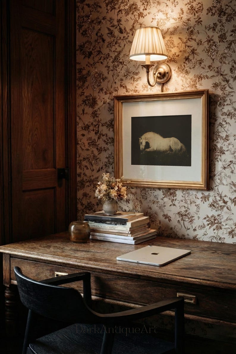 Ethereal White Horse Art Print | Dark Academia Wall Decor (Digital Download) image 16