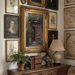 Dark Academia Library Painting: Moody Vintage Wall Art (Digital Download) image 17