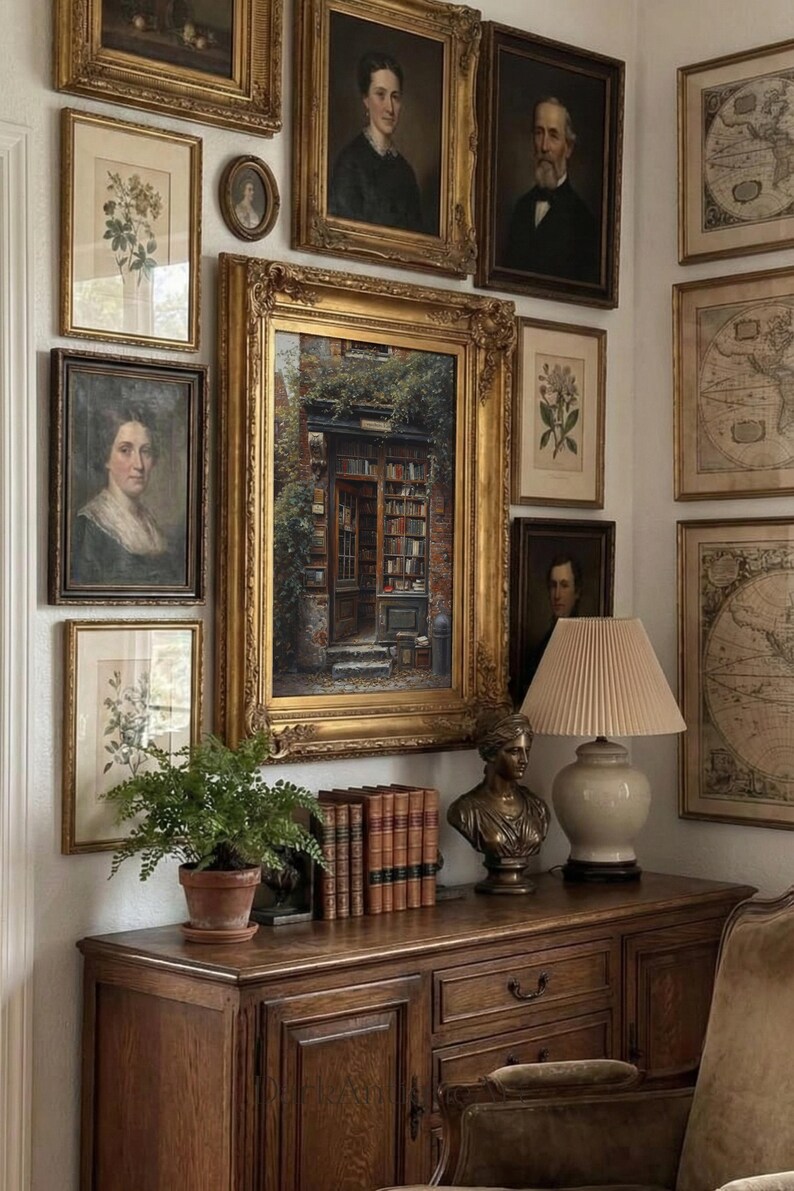 Dark Academia Library Painting: Moody Vintage Wall Art (Digital Download) image 17