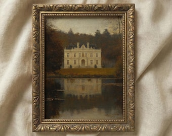 Gothic Manor Art Print: Dark Academia Vintage Landscape (Digital Download)