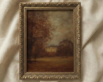 Autumn Castle Landscape Art: Dark Academia Gothic Decor (Digital Download)