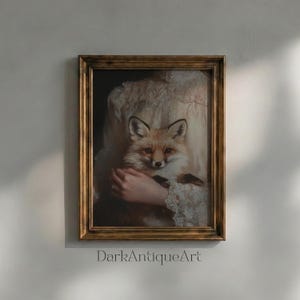 Impressão artística de raposa vitoriana | Decoração Dark Academia (Download digital)
