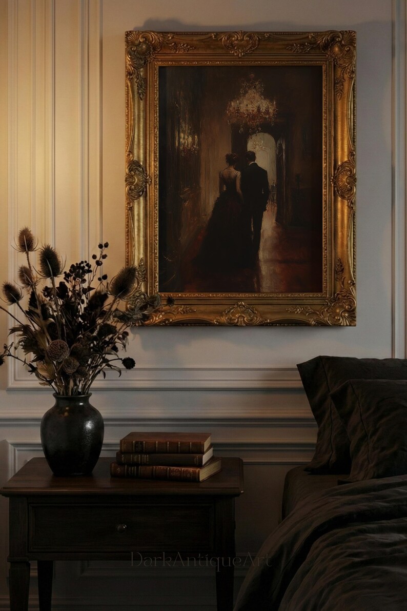 Dark Academia Couple Art Print: Elegant Ballroom Decor (Digital Download) image 11