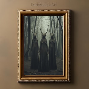 Dark Forest Hexe Kunstdruck, heidnisches Wanddekor, okkultes Poster, Folk Horror zum ausdrucken, Gothic Wohnkultur, dunkle Kunst, Horror Druck, heidnische Drucke