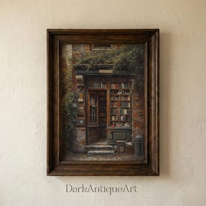 Dark Academia Library Painting: Moody Vintage Wall Art (Digital Download) image 5