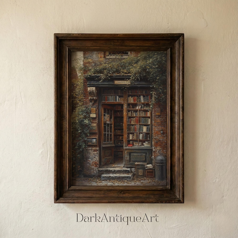 Dark Academia Library Painting: Moody Vintage Wall Art (Digital Download) image 5
