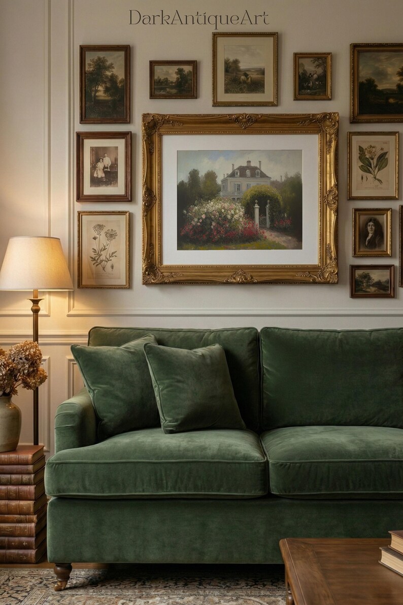 Victorian House Oil Painting: Vintage Rose Garden Art (Digital Download) image 18