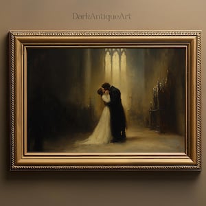 Ätherische Liebhaber | Dark Academia Art Print, romantisches Gothic zum Ausdrucken, zauberhaftes Hochzeitsgeschenk, Vintage Kapelle Home Decor