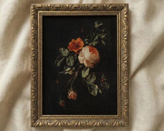 Dark Academia Floral Art Print: Moody Botanical Wall Decor (Digital Download)