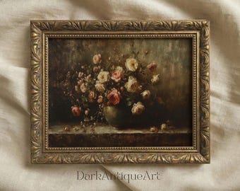 Moody Floral Print: Vintage Botanical Art, Dark Academia Decor (Digital Download)