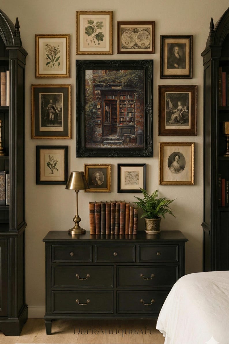 Dark Academia Library Painting: Moody Vintage Wall Art (Digital Download) image 9