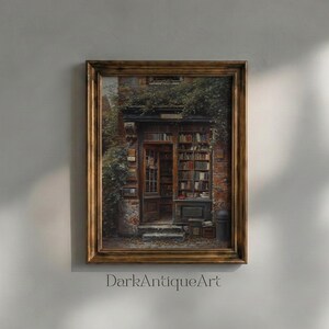 Dark Academia Library Painting: Moody Vintage Wall Art (Digital Download) image 3