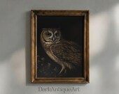 Vintage Owl Painting: Dark Academia Witchy Wall Art (Digital Download)