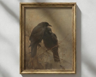 Ethereal Crow Art Print: Dark Academia Raven Decor (Digital Download)