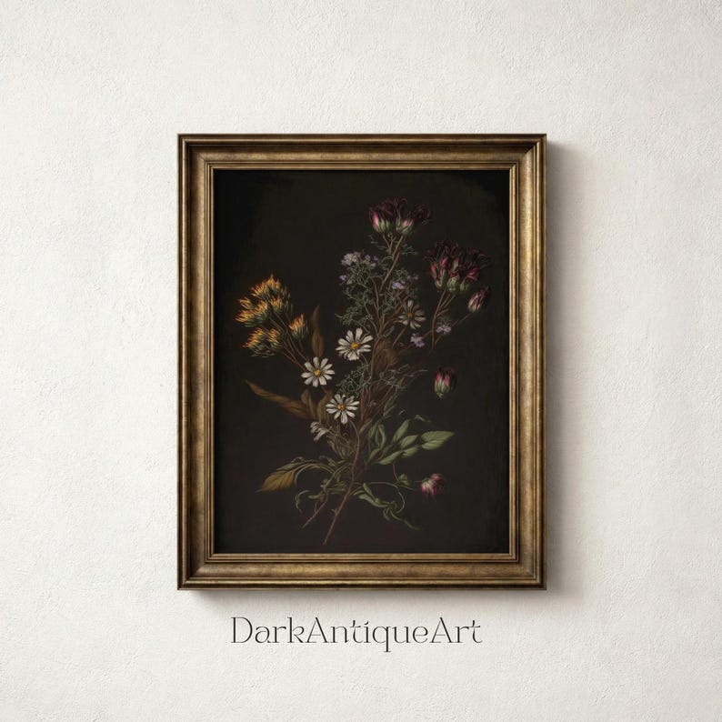 Moody Floral Print Set: Dark Botanical Gallery Wall Art (digital ...
