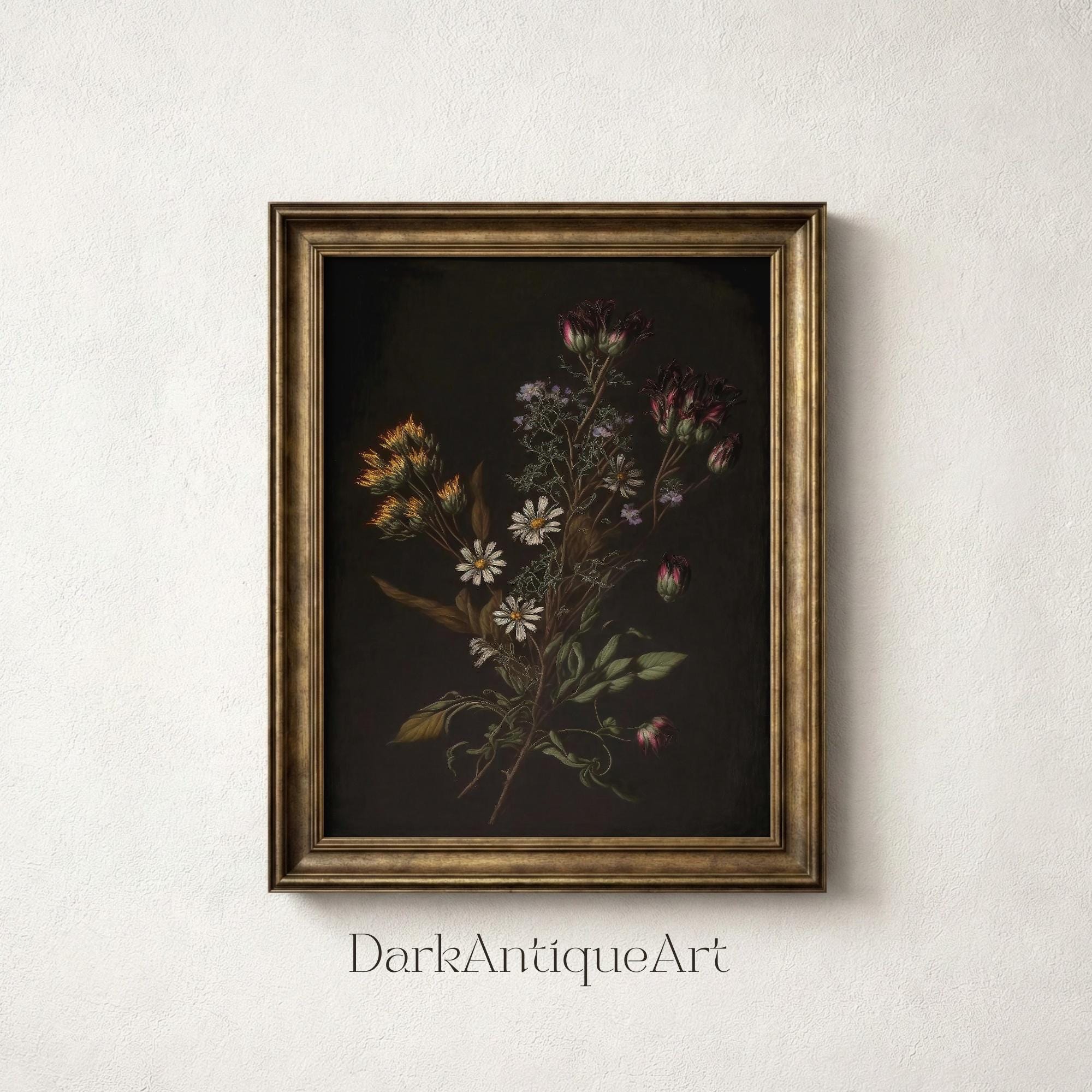 Moody Floral Print Set: Dark Botanical Gallery Wall Art (digital ...