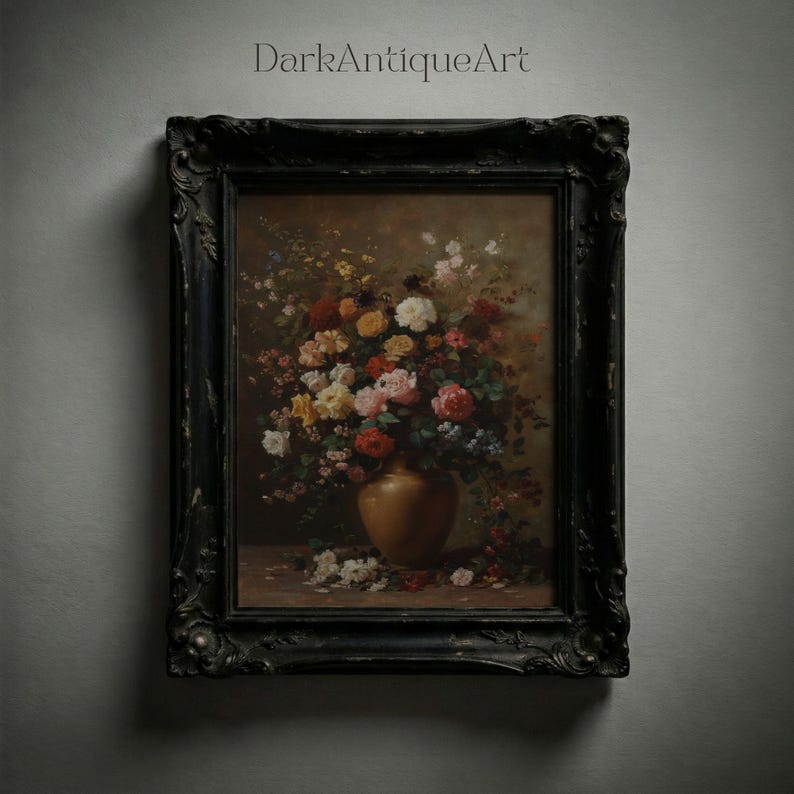 Victorian Floral Print: Dark Academia Antique Flower Art (Digital Download) image 8