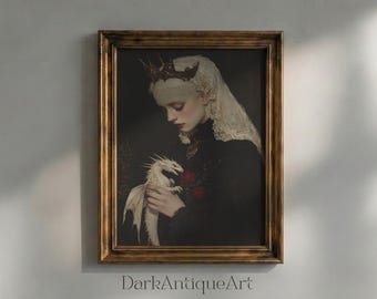 Ethereal Queen Art Print: Dark Academia Gothic Decor (pobranie cyfrowe)
