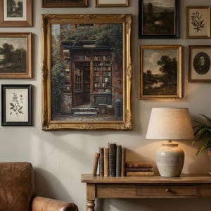 Dark Academia Library Painting: Moody Vintage Wall Art (Digital Download) image 16