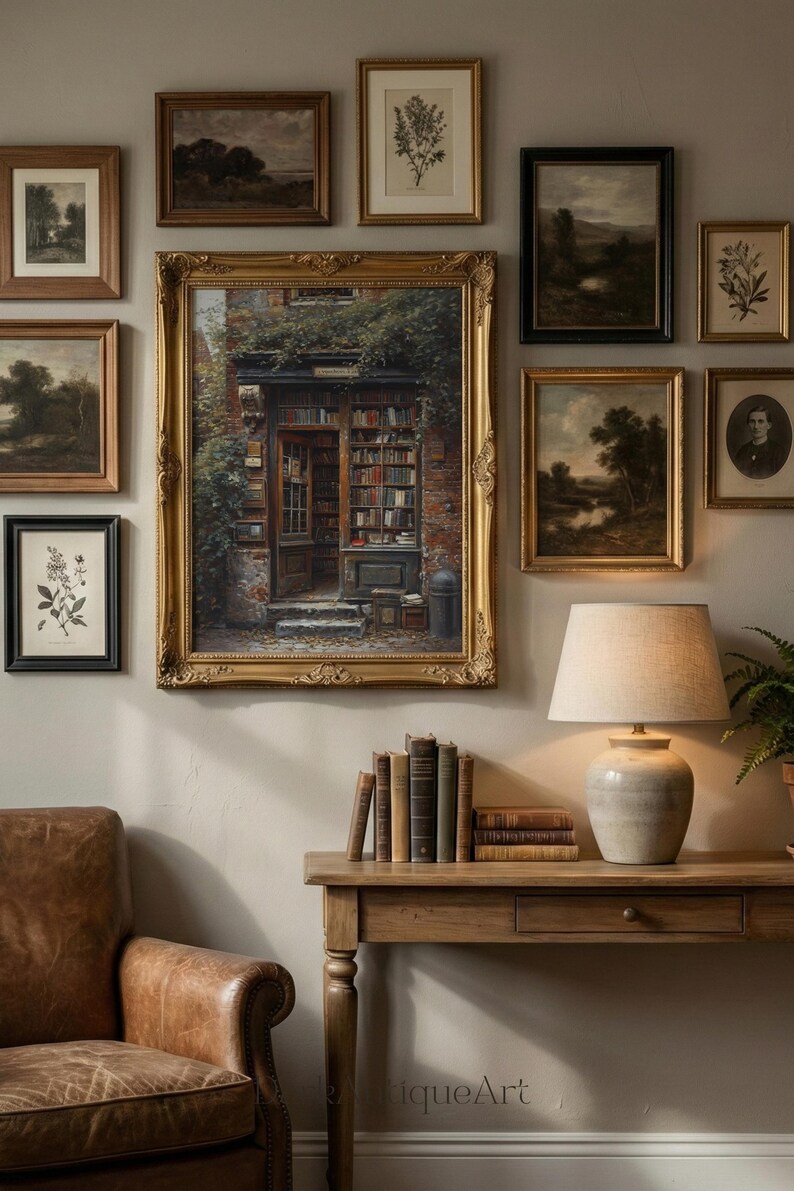Dark Academia Library Painting: Moody Vintage Wall Art (Digital Download) image 16
