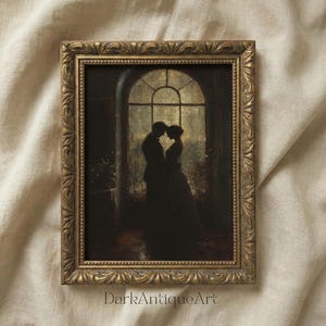 Dark Academia Lovers Silhouette Art Print: Moody Home Decor (Digital Download)