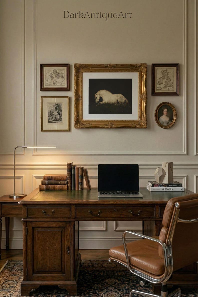 Ethereal White Horse Art Print | Dark Academia Wall Decor (Digital Download) image 14