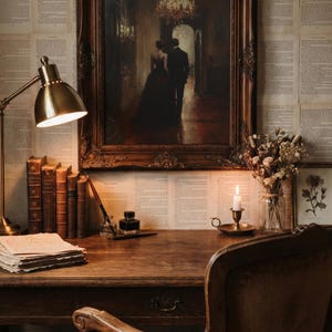 Dark Academia Couple Art Print: Elegant Ballroom Decor (Digital Download) image 12