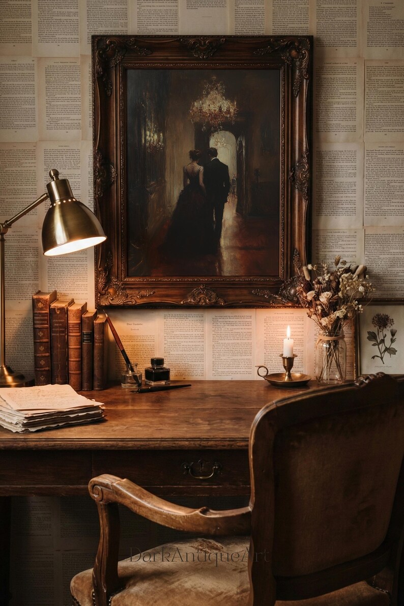 Dark Academia Couple Art Print: Elegant Ballroom Decor (Digital Download) image 12