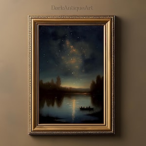 Vintage Star Gazing Landscape Printable Art Download | Printable Wall Decor | Printable Wall Art | Star Art Print | Stargazing Landscape Art
