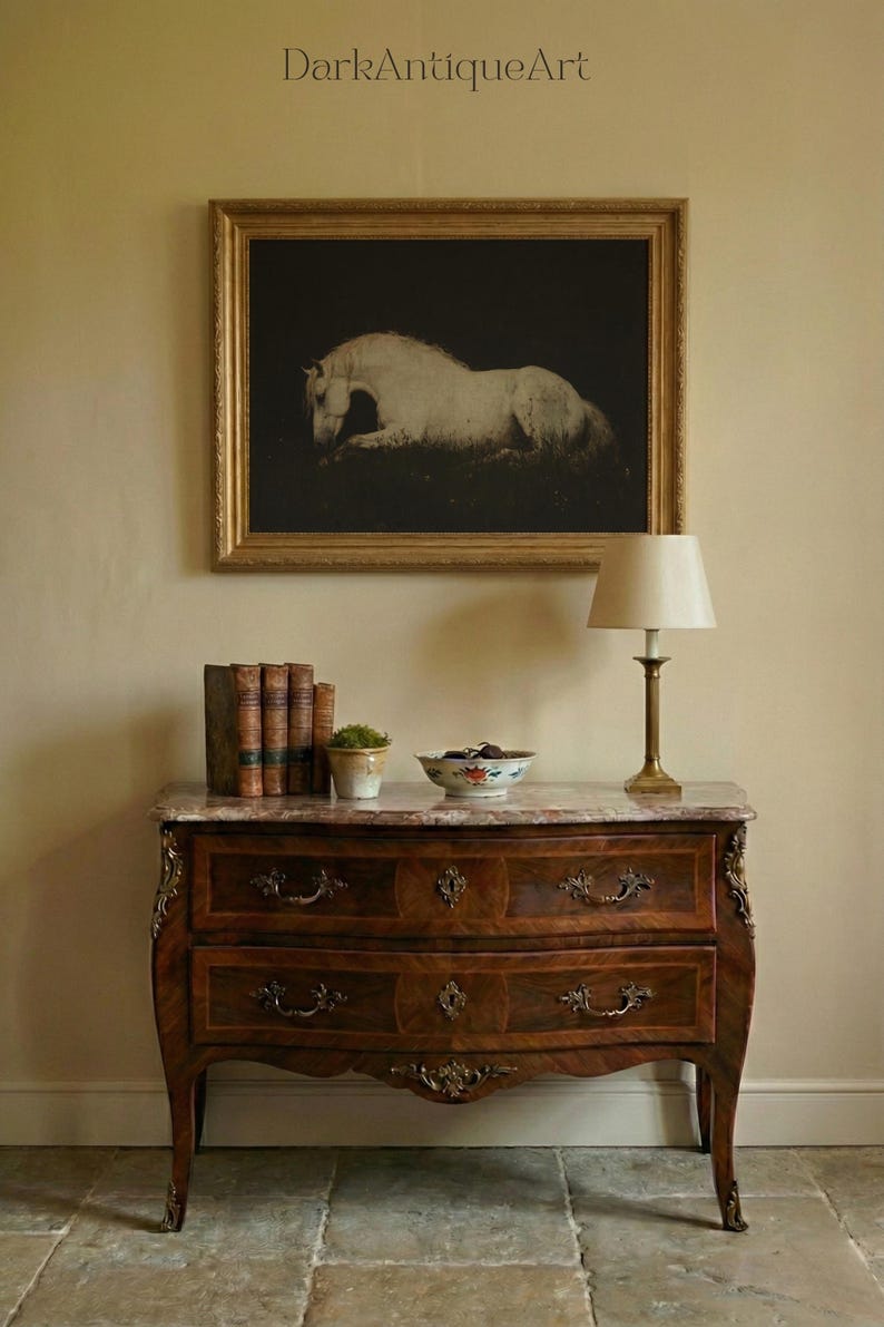 Ethereal White Horse Art Print | Dark Academia Wall Decor (Digital Download) image 15
