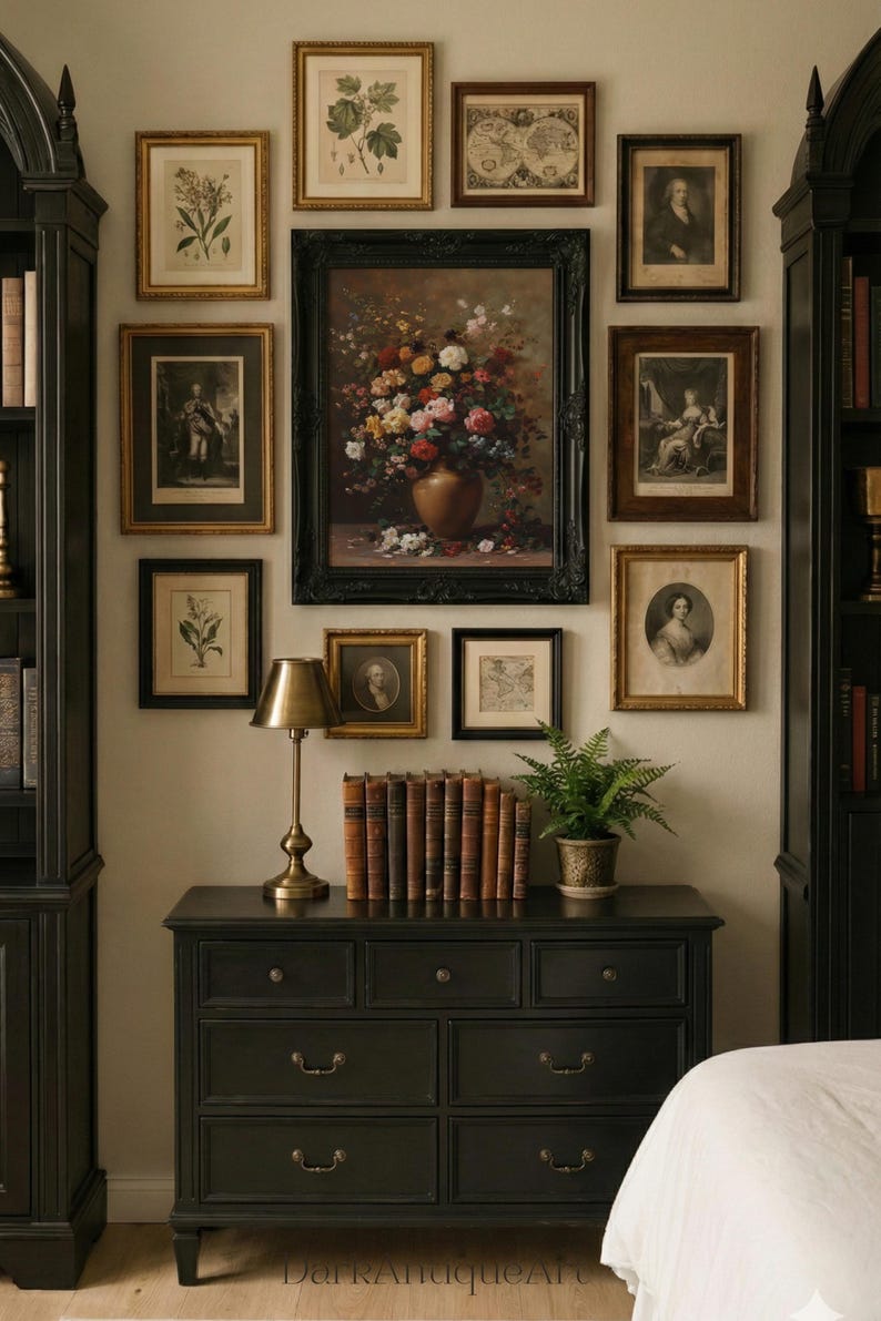 Victorian Floral Print: Dark Academia Antique Flower Art (Digital Download) image 9